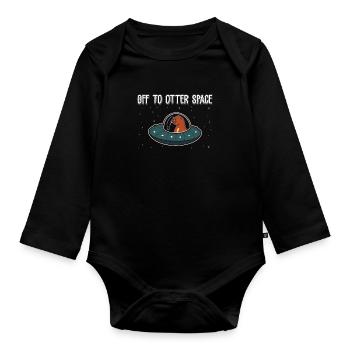 Lustiges Otter Space Wortspiel zu Otter Space für - Baby Bio-Langarm-Body - Schwarz - Vorne