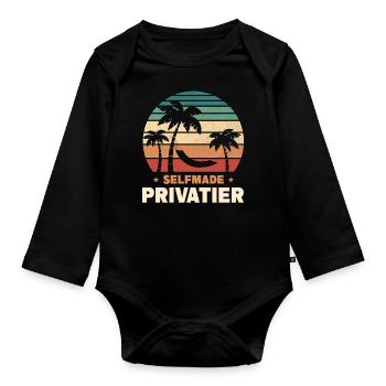 Selfmade Privatier - Baby Bio-Langarm-Body - Schwarz - Vorne