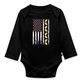 Amerikanischer Karneval Maskerade Mardi Gras - Baby Bio-Langarm-Body - Schwarz - Vorne