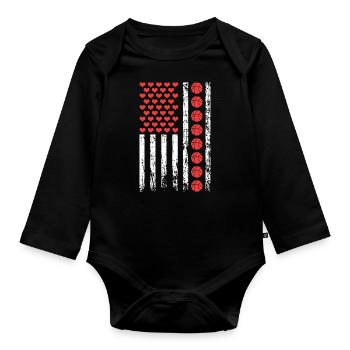 Amerikanischer Sport Basketball Flagge Athletisch - Baby Bio-Langarm-Body - Schwarz - Vorne