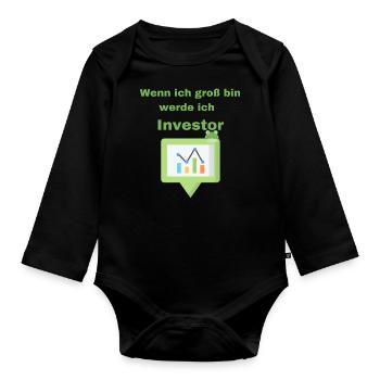 Investor Baby - Baby Bio-Langarm-Body - Schwarz - Vorne
