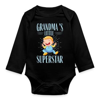 La petite Superstar de grand-père - Body Bébé bio manches longues - noir - Devant
