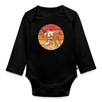Boxer Allemand Chien Dog Lovers Cadeau Rétro - Body Bébé bio manches longues - noir - Devant