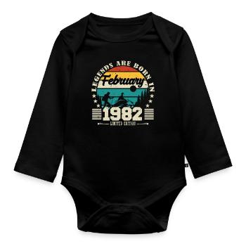 February 1982. Birthday gift February 1982. - Organic Longsleeve Baby Bodysuit - black - Front