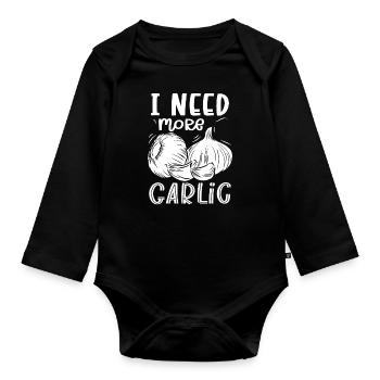 Garlic Garlic Bread Food Gift - Organic Longsleeve Baby Bodysuit - black - Front
