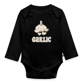 Garlic Garlic Bread Food Gift - Organic Longsleeve Baby Bodysuit - black - Front