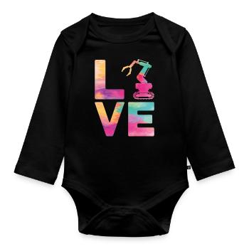 Robot Robotique Ingénieur Aquarelle - Body Bébé bio manches longues - noir - Devant