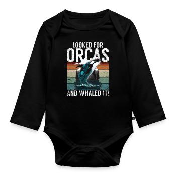 Killer whale killer whale watching Orca whale watching - Organic Longsleeve Baby Bodysuit - black - Front