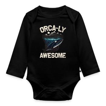 Killer whale killer whale watching Orca whale watching - Organic Longsleeve Baby Bodysuit - black - Front