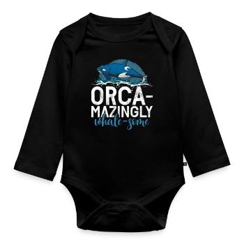 Killer whale killer whale watching Orca whale watching - Organic Longsleeve Baby Bodysuit - black - Front