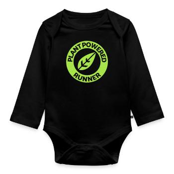 Marathon Läufer - Tierliebe, Tierschutz & Vegan - Baby Bio-Langarm-Body - Schwarz - Vorne
