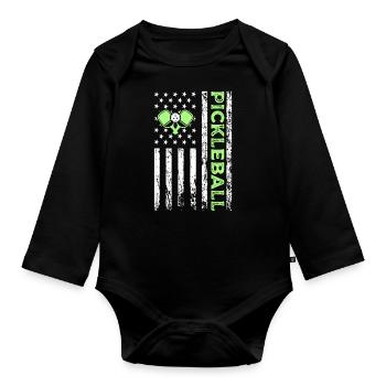Pickleball American Paddle Sports Flag - Body Bébé bio manches longues - noir - Devant