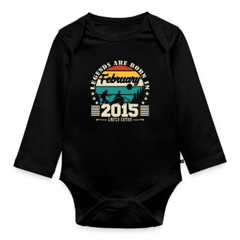 février 2015. Cadeau d'anniversaire février 2015. - Body Bébé bio manches longues - noir - Devant