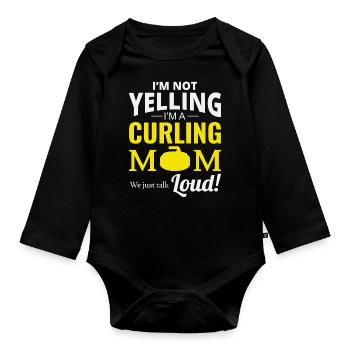 Curling Mom Winter Ice Sport Curler Mothers day - Organic Longsleeve Baby Bodysuit - black - Front