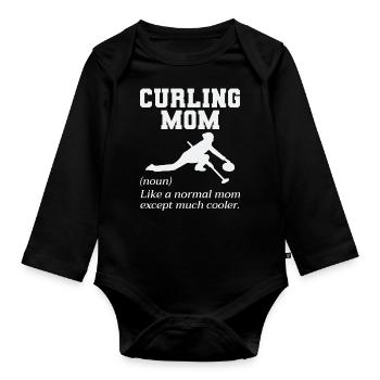 Curling Mom Winter Ice Sport Curler Mothers day - Organic Longsleeve Baby Bodysuit - black - Front