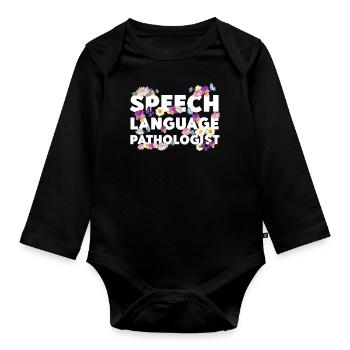 Speech Therapist Therapy Assistant - Baby Bio-Langarm-Body - Schwarz - Vorne