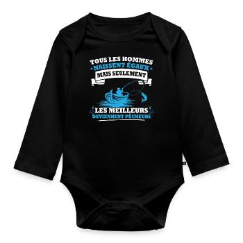 Les meilleurs deviennent pêcheurs - Body Bébé bio manches longues - noir - Devant