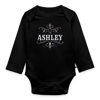 Ashley Name Vorname Personalisiert - Baby Bio-Langarm-Body - Schwarz - Vorne