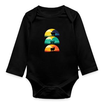 Les moutons adorent le coucher du soleil - Body Bébé bio manches longues - noir - Devant