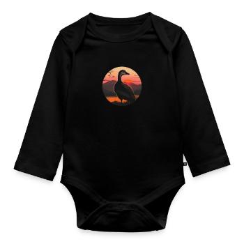 Coucher de soleil sur l’oie - Body Bébé bio manches longues - noir - Devant