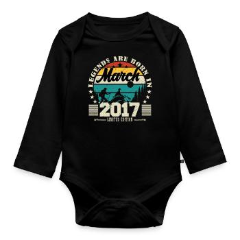 March 2017. Birthday gift March 2017. - Organic Longsleeve Baby Bodysuit - black - Front