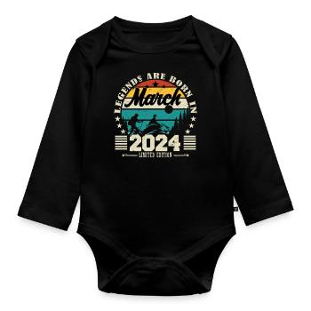 Mars 2024. Cadeau d'anniversaire mars 2024. - Body Bébé bio manches longues - noir - Devant