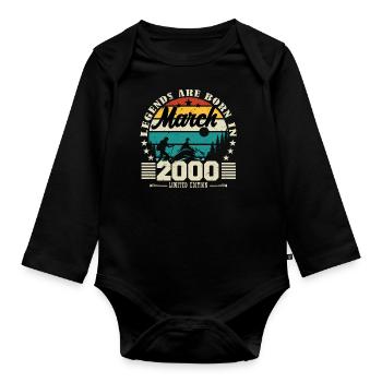 March 2000. March 2000 Birthday Gift. - Organic Longsleeve Baby Bodysuit - black - Front