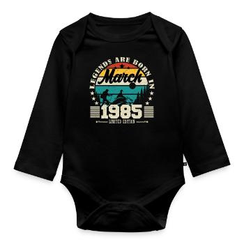 Mars 1985. Cadeau d'anniversaire mars 1985. - Body Bébé bio manches longues - noir - Devant