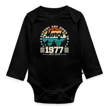 Mars 1977. Cadeau d'anniversaire mars 1977. - Body Bébé bio manches longues - noir - Devant