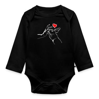 Les lapins aiment les lapins High Five - Body Bébé bio manches longues - noir - Devant