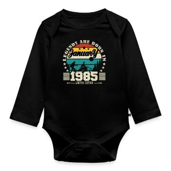 January 1985. Birthday gift January 1985. - Organic Longsleeve Baby Bodysuit - black - Front