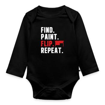 Find Paint Lustige Möbel Flipper umdrehen - Baby Bio-Langarm-Body - Schwarz - Vorne