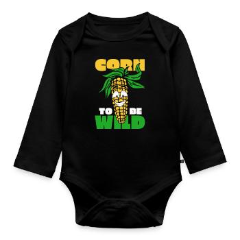 Maize Corncob Farmer - Organic Longsleeve Baby Bodysuit - black - Front
