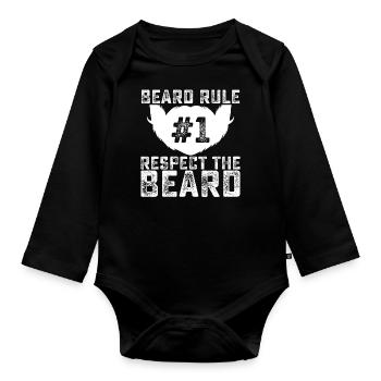 Full beard and beard bearer Beard hair Moustache - Organic Longsleeve Baby Bodysuit - black - Front