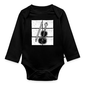 Violon Violoniste Violoniste - Body Bébé bio manches longues - noir - Devant