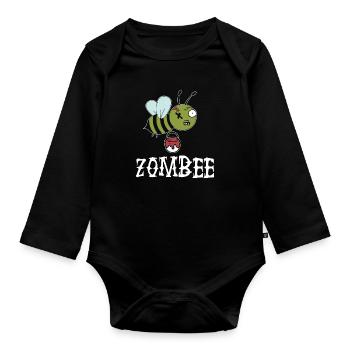 Zombee Funny Zombie Halloween Spooky Bee - Organic Longsleeve Baby Bodysuit - black - Front