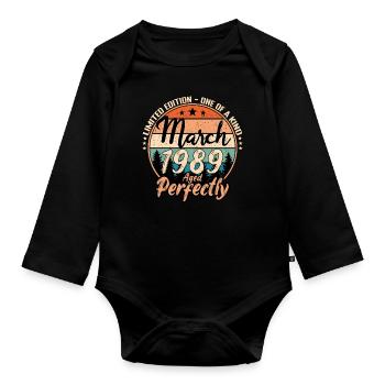 March 1989 anniversary 1989 legends March - Organic Longsleeve Baby Bodysuit - black - Front