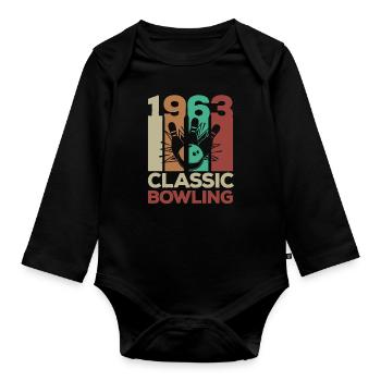 1963 60e anniversaire Vintage Retro Bowling - Body Bébé bio manches longues - noir - Devant