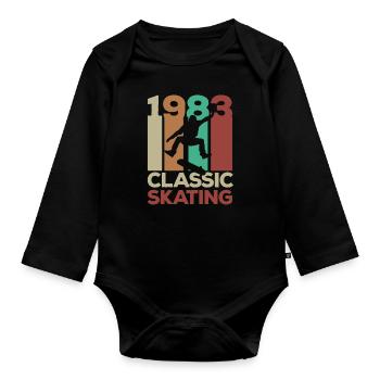 1983 Classic Vintage Skateboarder 40. - Baby Bio-Langarm-Body - Schwarz - Vorne