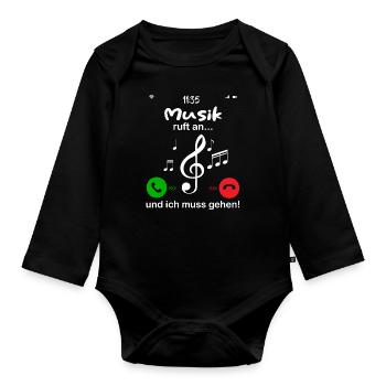 musik ruft an... und ich muss gehen - Baby Bio-Langarm-Body - Schwarz - Vorne