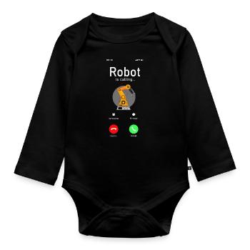 Robot Robotics Engineer Phone - Organic Longsleeve Baby Bodysuit - black - Front