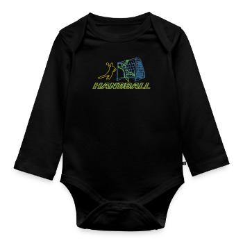 Handball Zubehör handballer Motiv - Baby Bio-Langarm-Body - Schwarz - Vorne