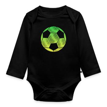 Ball Fussball Silhouette - Baby Bio-Langarm-Body - Schwarz - Vorne
