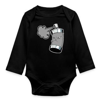 Spraying graffiti spray can with spray - Organic Longsleeve Baby Bodysuit - black - Front