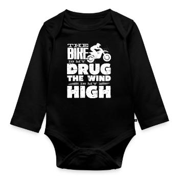 Motocross-Biker - Baby Bio-Langarm-Body - Schwarz - Vorne