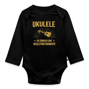 Ukulele Ukulele-Spieler Ukulelist - Baby Bio-Langarm-Body - Schwarz - Vorne