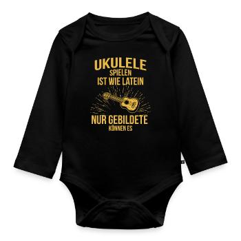 Ukulele Ukulele-Spieler Ukulelist - Baby Bio-Langarm-Body - Schwarz - Vorne