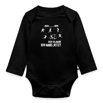 Handball Zubehör handballer Motiv - Baby Bio-Langarm-Body - Schwarz - Vorne