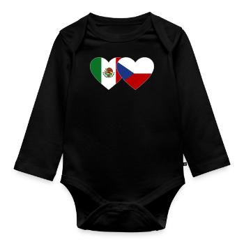 Mexiko Tschechien Flagge Herz - Baby Bio-Langarm-Body - Schwarz - Vorne