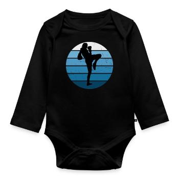 Muay Thai Thai Boxer Thai Boxing Thai Boxing Men - Organic Longsleeve Baby Bodysuit - black - Front